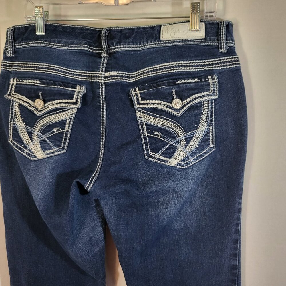 Ariya Jeans Women's Embellished Whisker Faded Jeans Size 15/16 Blue - Picture 9 of 15